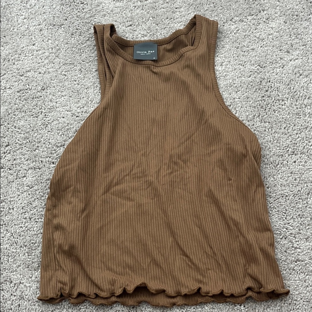 Olivia Rae Brown Ribbed Tank Top